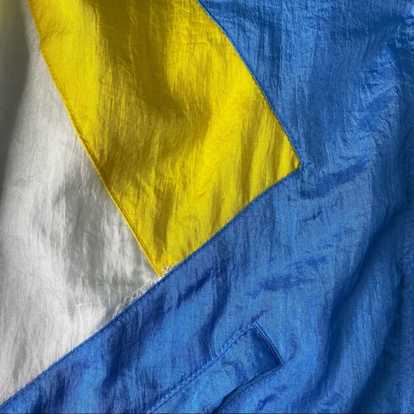 Champion Nylon Full Zip Warm Up Jacket Blue/Sunny Yellow/White size XL - Picture 15 of 16